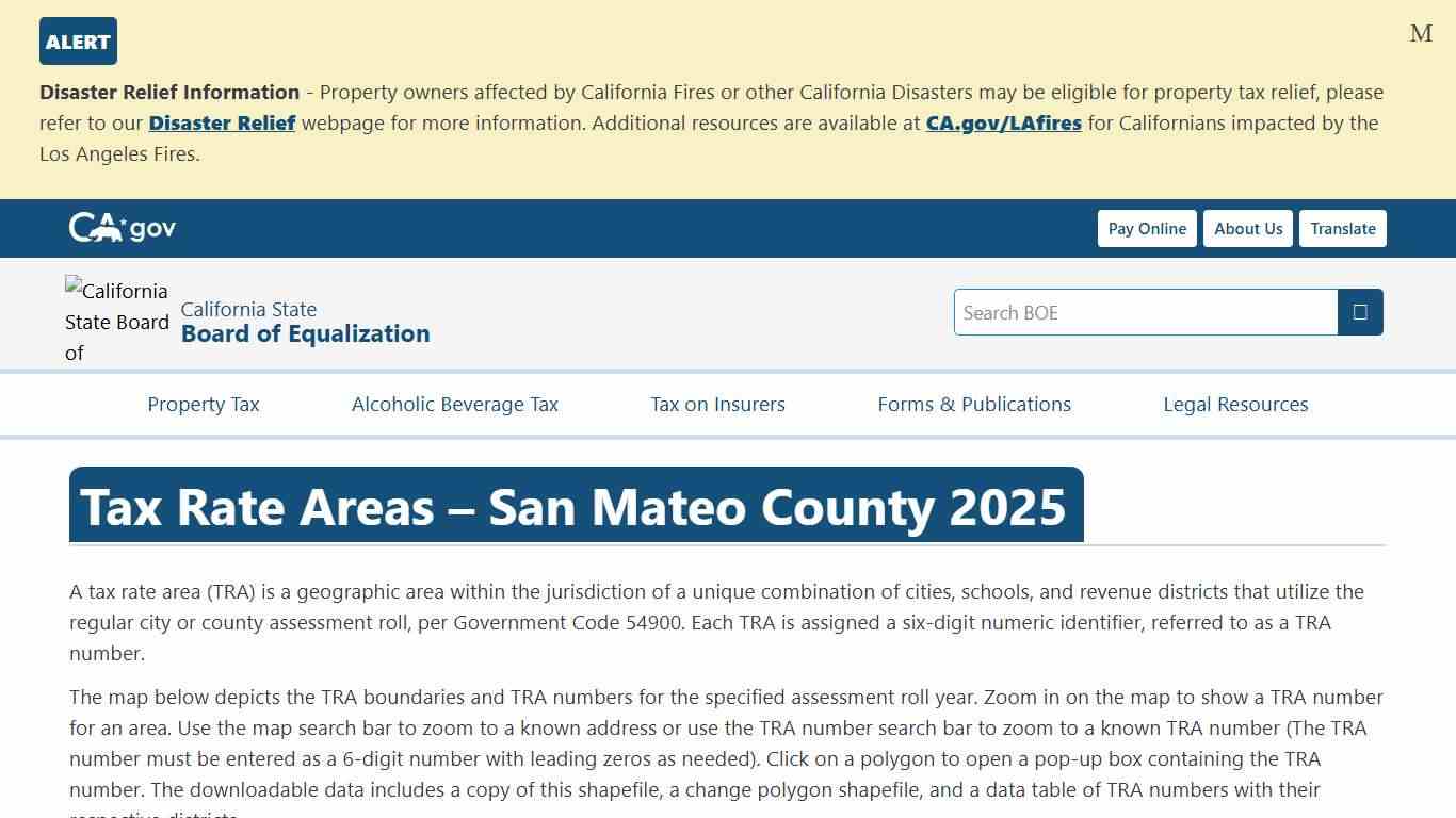 BOE Tax Rate Area Maps – San Mateo County 2025